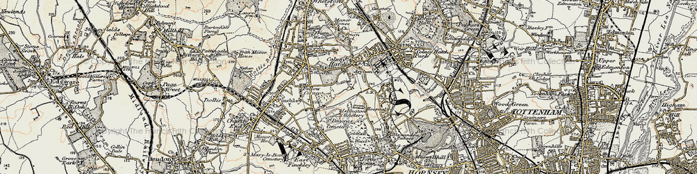 Old map of Colney Hatch in 1897-1898