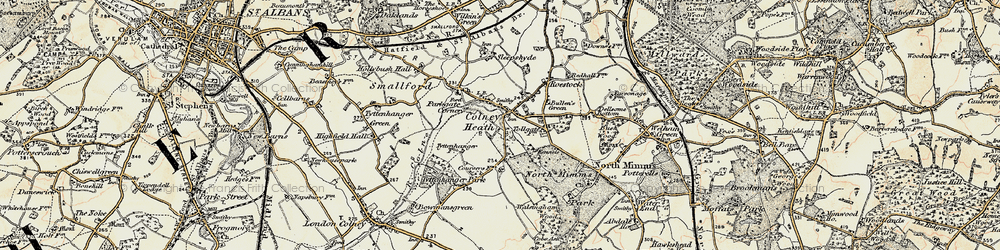 Old map of Colney Heath in 1897-1898