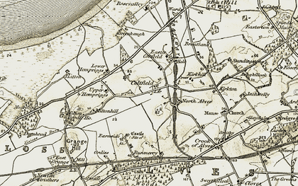 Old map of Alves Wood in 1910-1911
