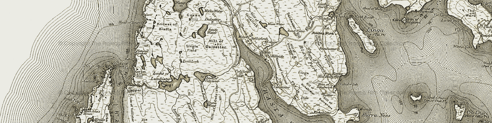 Old map of Burn of East Mires in 1912