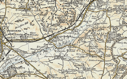 Old map of Colychurch in 1899-1900
