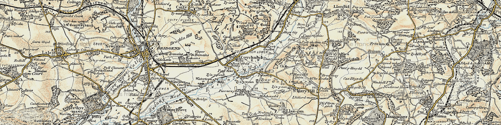 Old map of Colychurch in 1899-1900