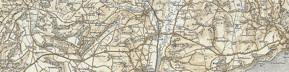 Old map of Colyford in 1899