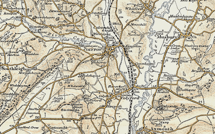 Old map of Colyton in 1899