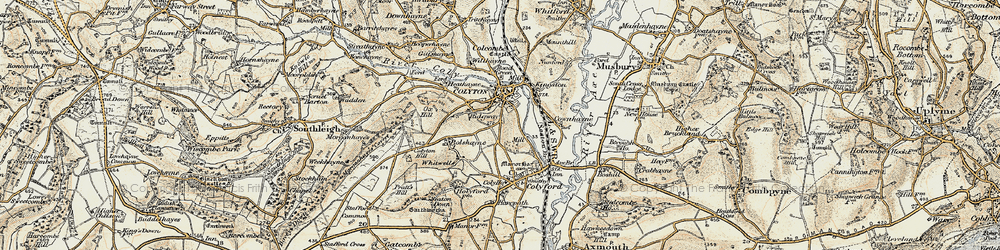 Old map of Colyton in 1899