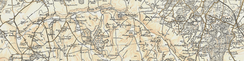 Old map of West Woodhay Down in 1897-1900