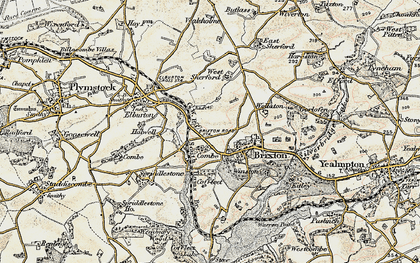 Old map of Combe in 1899-1900