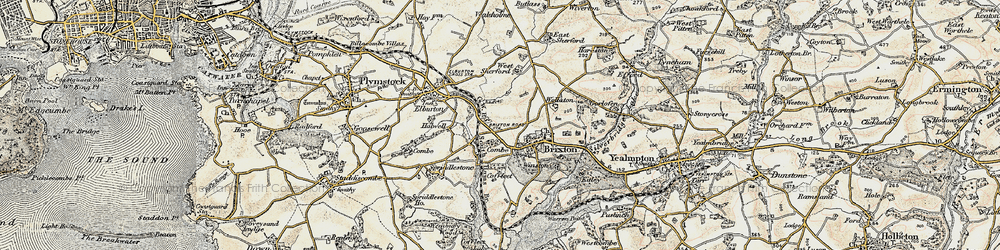 Old map of Combe in 1899-1900