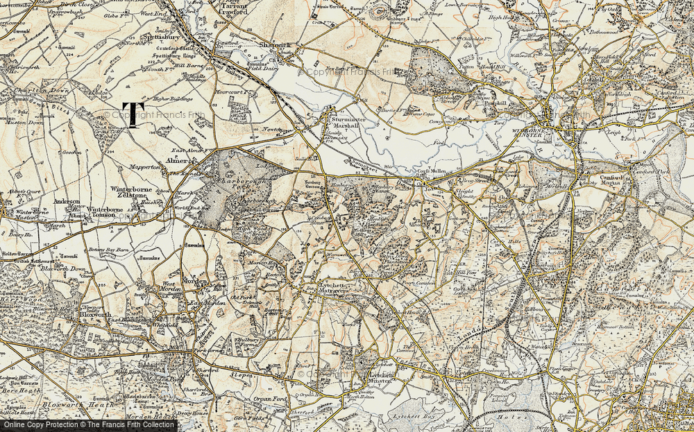 Old Map of Historic Map covering Windmill Barrow in 1897-1909