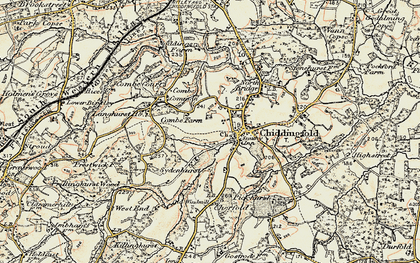 Old map of Combe Common in 1897-1909