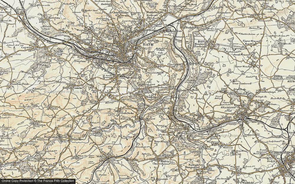 Old Map of Combe Down, 1898-1899 in 1898-1899