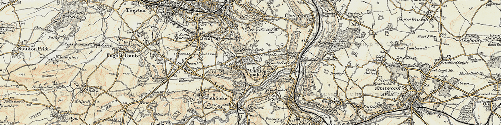 Old map of Combe Down in 1898-1899