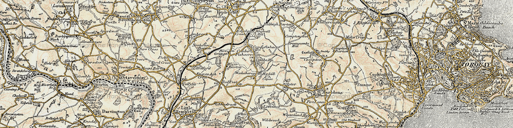 Old map of Combe Fishacre in 1899