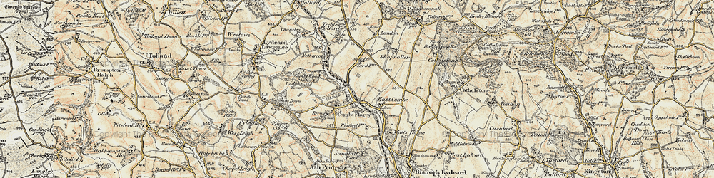 Old map of Combe Florey in 1898-1900