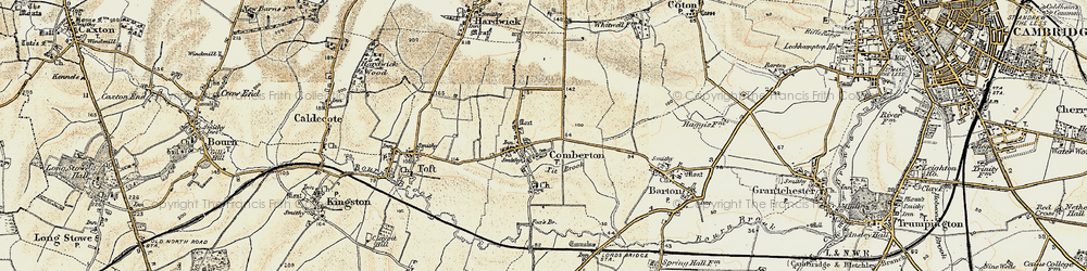 Old map of Comberton in 1899-1901
