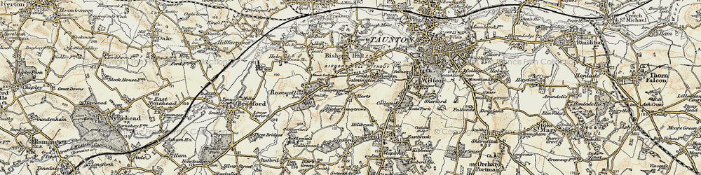 Old map of Comeytrowe in 1898-1900