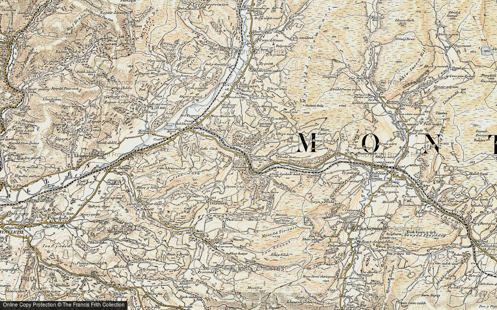 Old Map of Historic Map covering Brynderw in 1902-1903