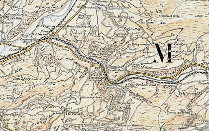 Old map of Commins Coch in 1902-1903