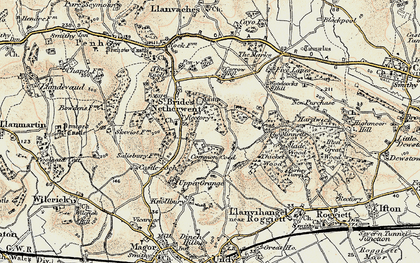 Old map of Common-y-coed in 1899-1900