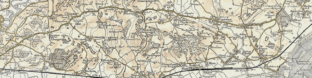Old map of Common-y-coed in 1899-1900