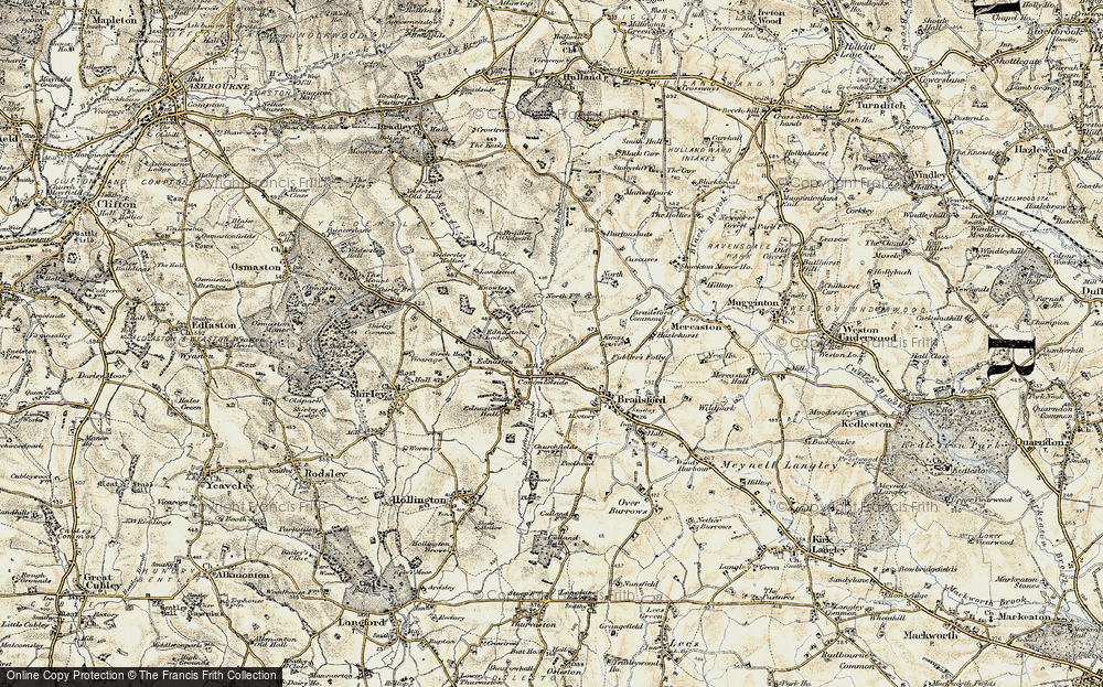 Old Map of Historic Map covering Brailsford Brook in 1902