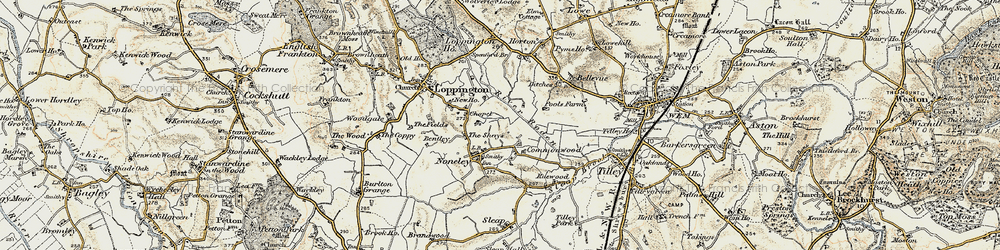Old map of Commonwood in 1902