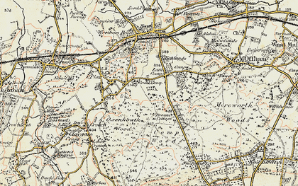 Old map of Mereworth Woods in 1897-1898