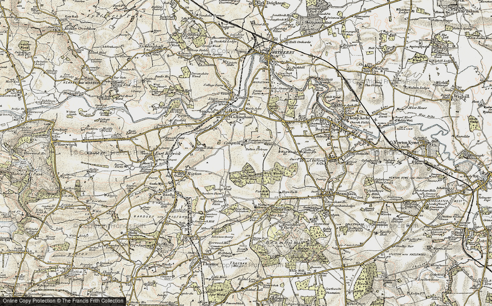 Old Map of Historic Map covering Wothersome in 1903-1904