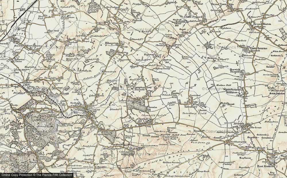 Old Map of Compton Bassett, 1899 in 1899