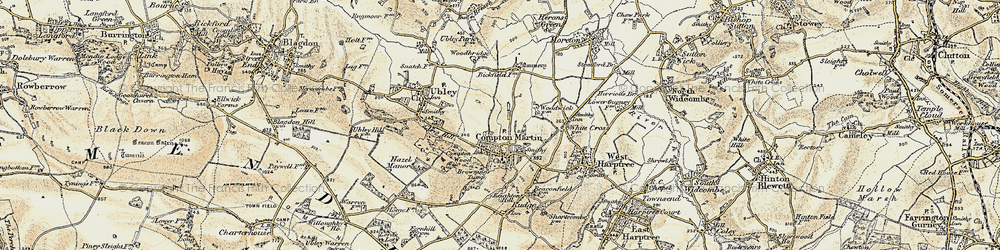 Old map of Compton Martin in 1899