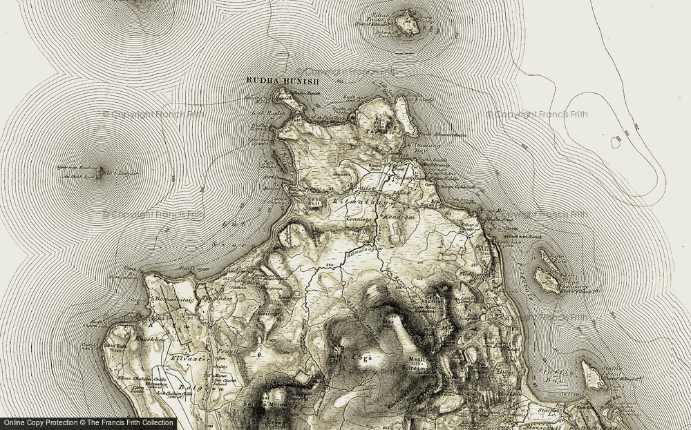 Old Map of Historic Map covering Bealach Uachdarach in 1908-1909