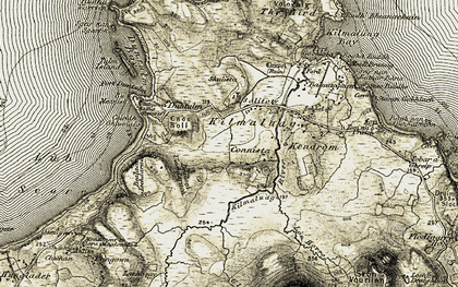 Old map of Bealach Iochdarach in 1908-1909