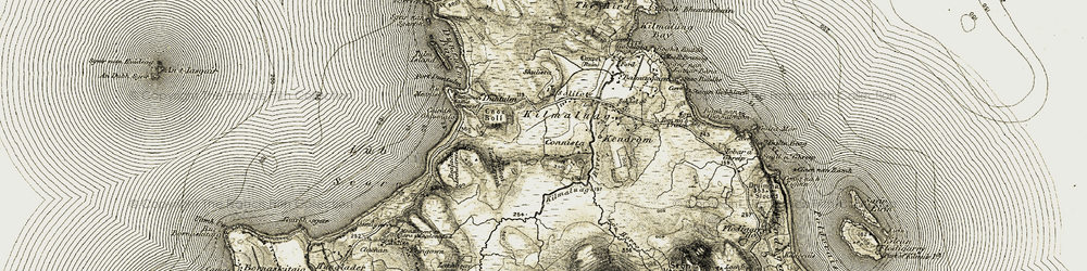 Old map of Bealach Iochdarach in 1908-1909