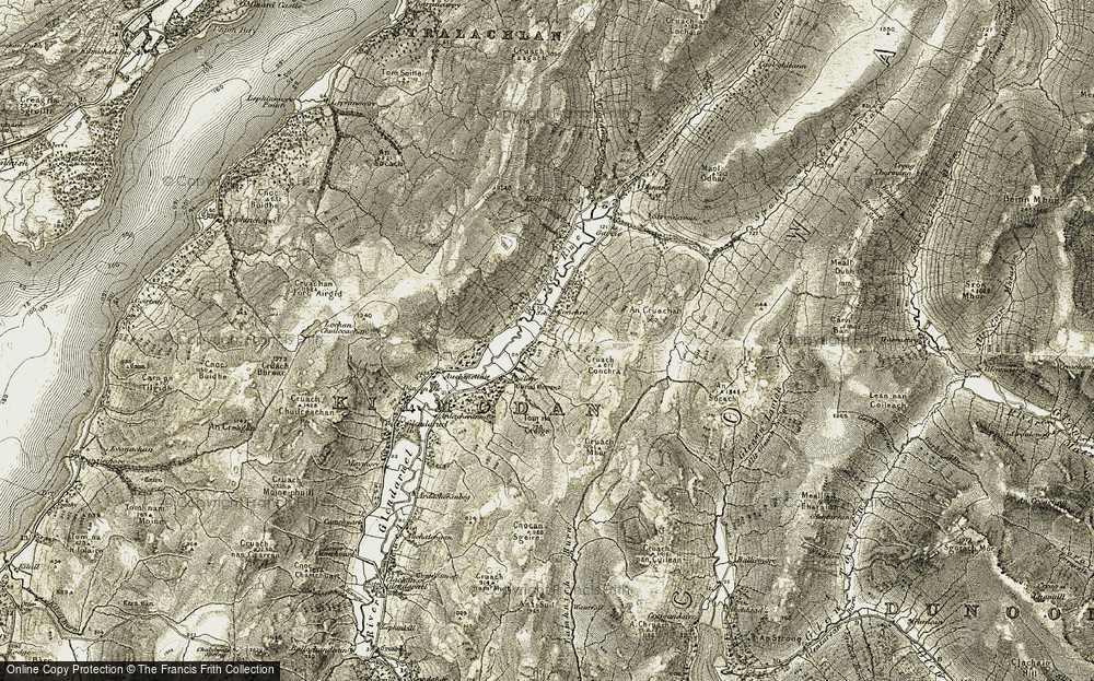 Old Map of Historic Map covering Tom na Creige in 1906-1907