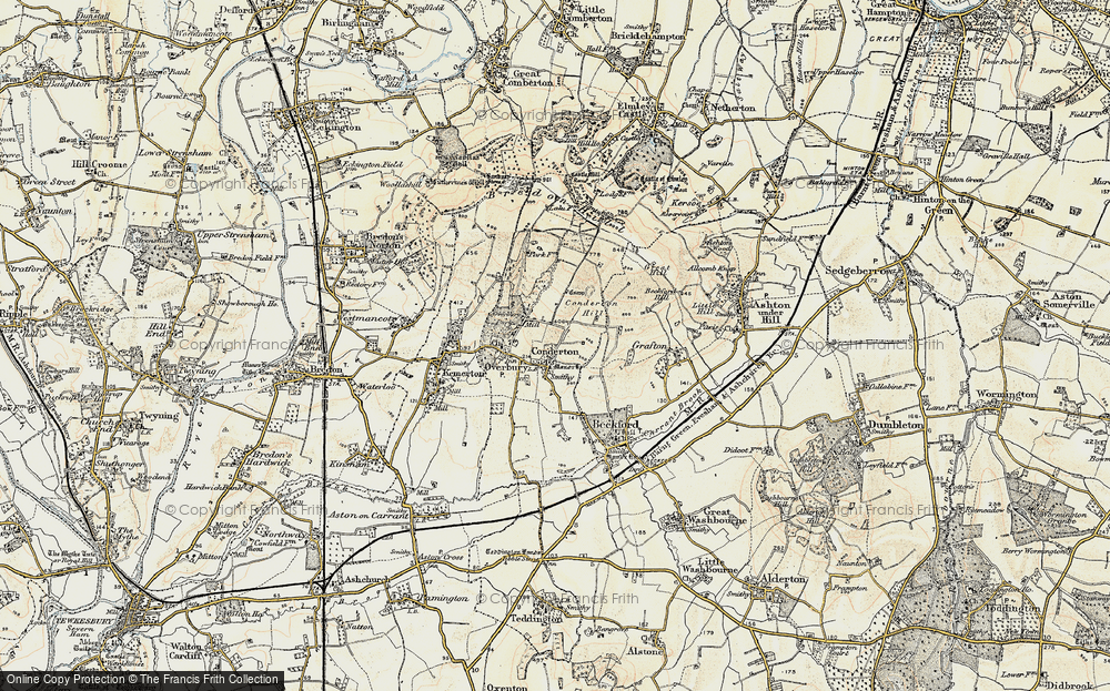 Old Map of Historic Map covering Bredon Hill in 1899-1901