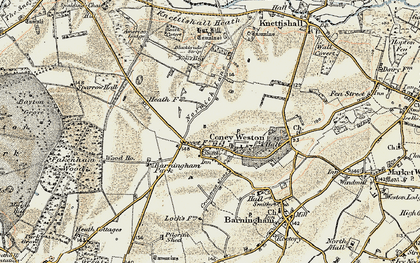 Old map of Coney Weston in 1901