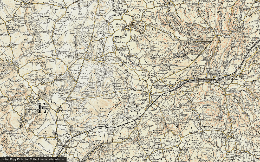 Old Map of Historic Map covering Woolmer Forest in 1897-1900