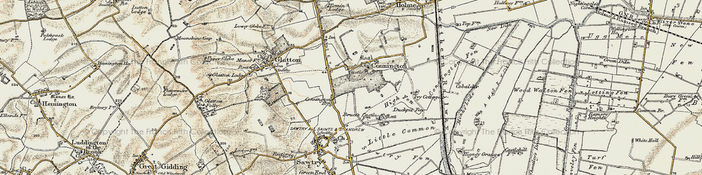 Old map of Conington in 1901