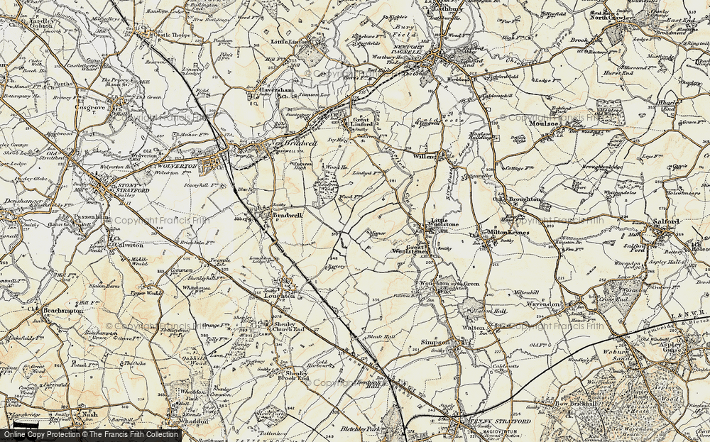 Old Map of Historic Map covering Milton Keynes in 1898-1901