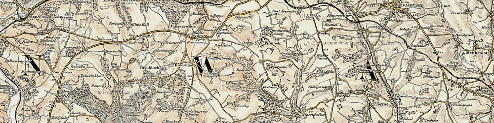 Old map of Connon in 1900