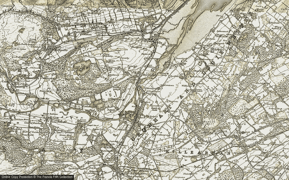 Old Map of Historic Map covering Balnain in 1911-1912