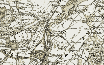 Old map of Conon Bridge in 1911-1912