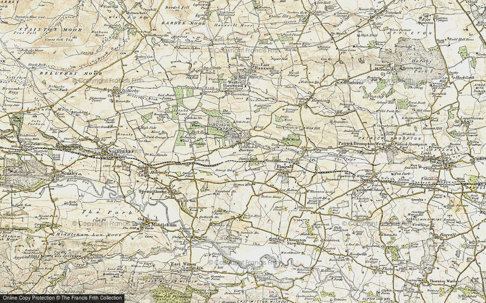 Old Map of Constable Burton, 1904 in 1904
