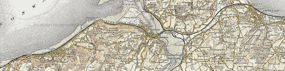 Old map of Conwy in 1902-1903