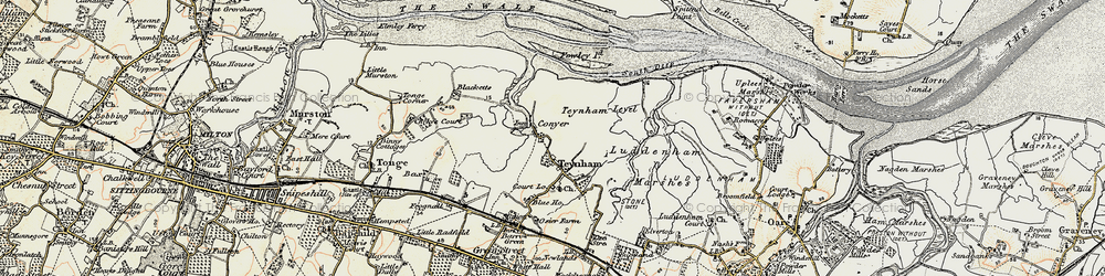 Old map of Conyer in 1897-1898