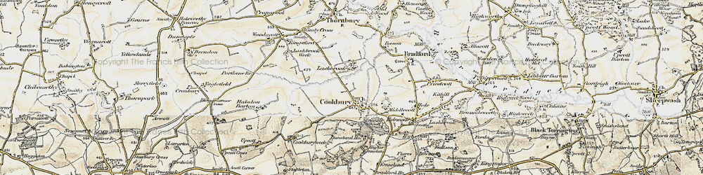 Old map of Cookbury in 1900
