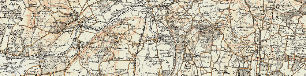 Old map of Cookham in 1897-1909