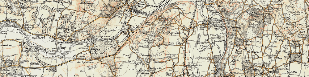 Old map of Cookham Dean in 1897-1909