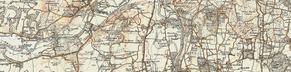 Old map of Cookham Rise in 1897-1909
