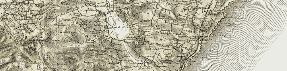 Old map of Cookney in 1908-1909